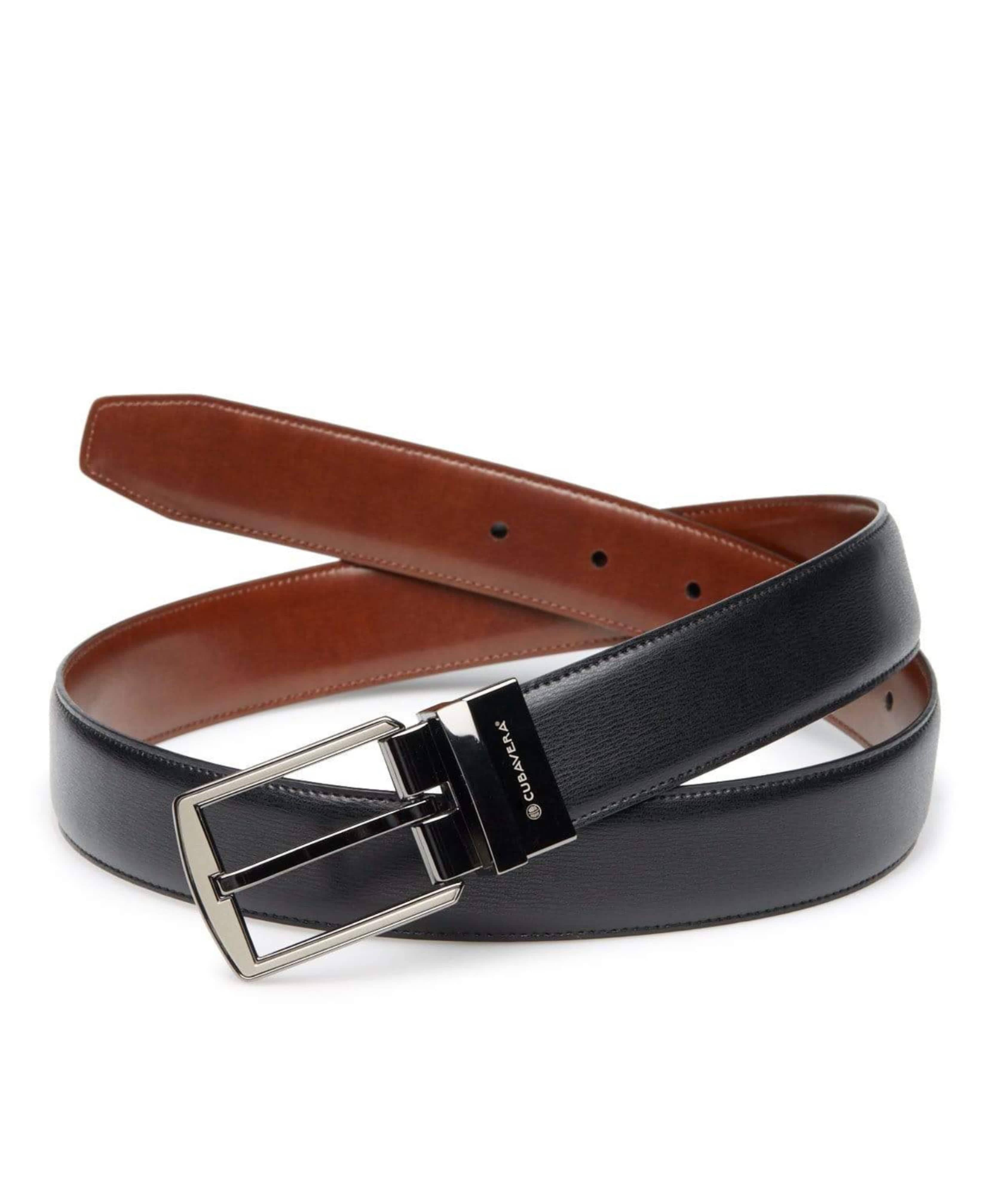 Genuine Leather Reversible Belt with Gunmetal Buckle