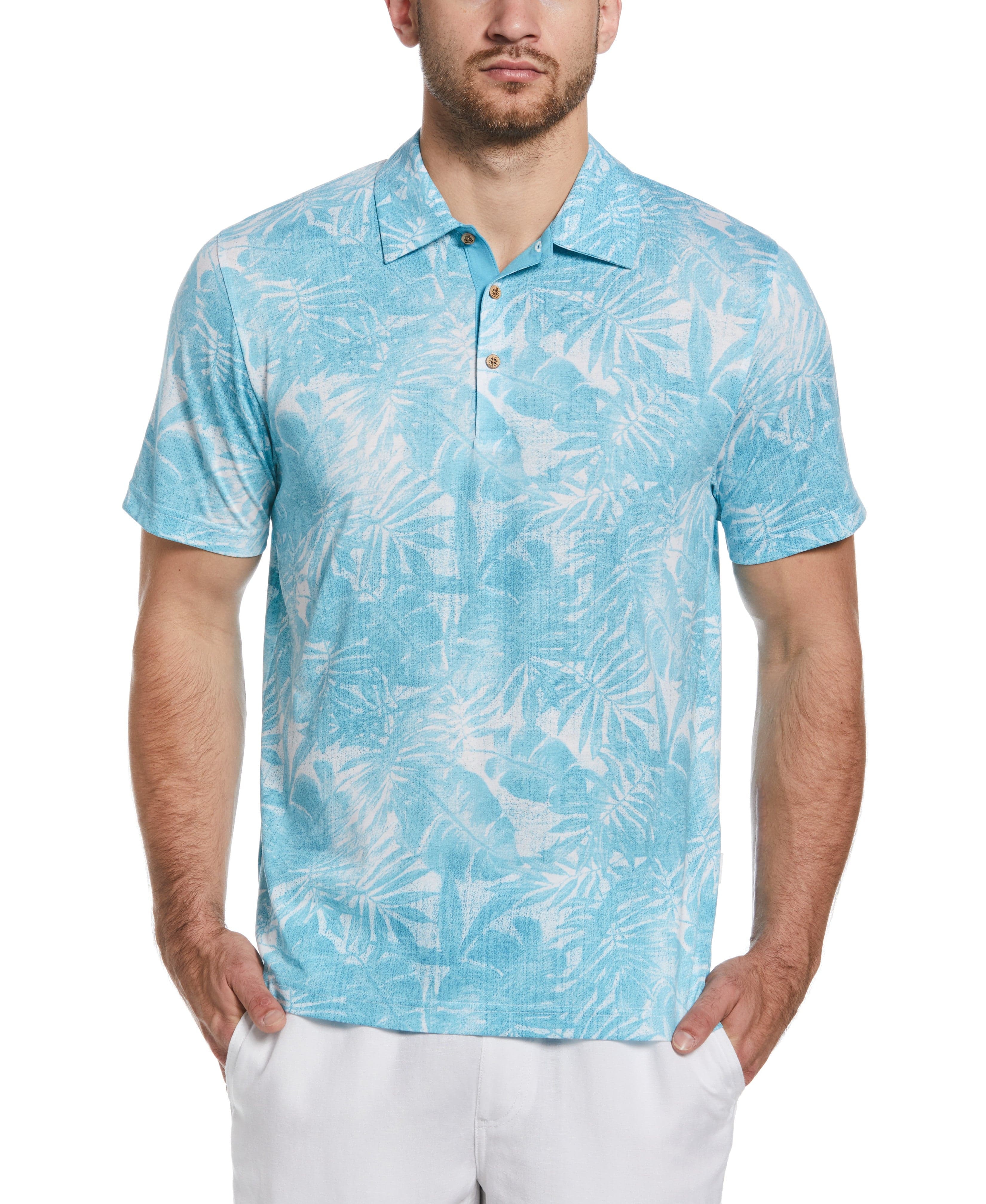 Tonal Tropical Print Polo