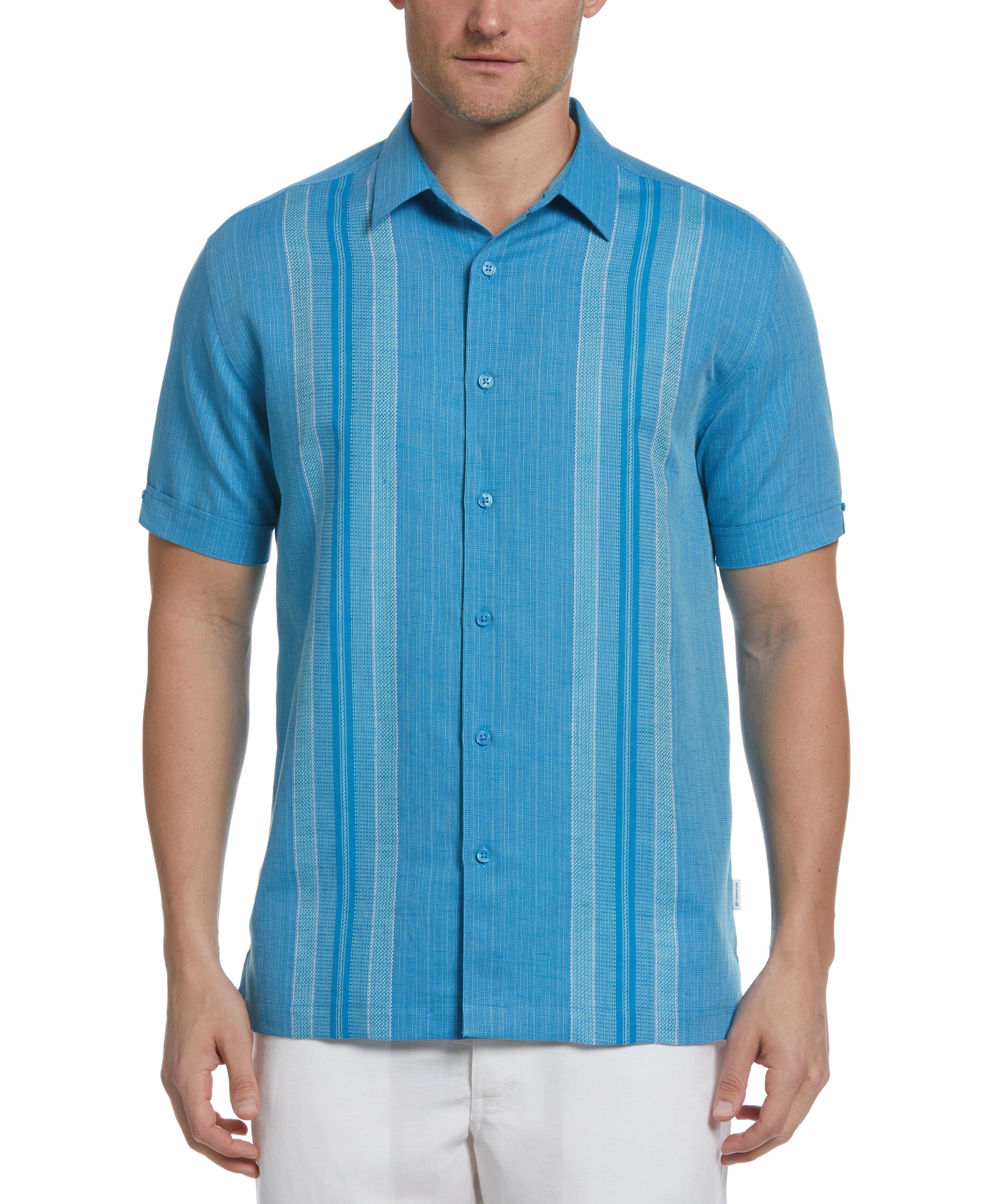 Big & Tall Linen Blend Yarn Dye Panel Shirt