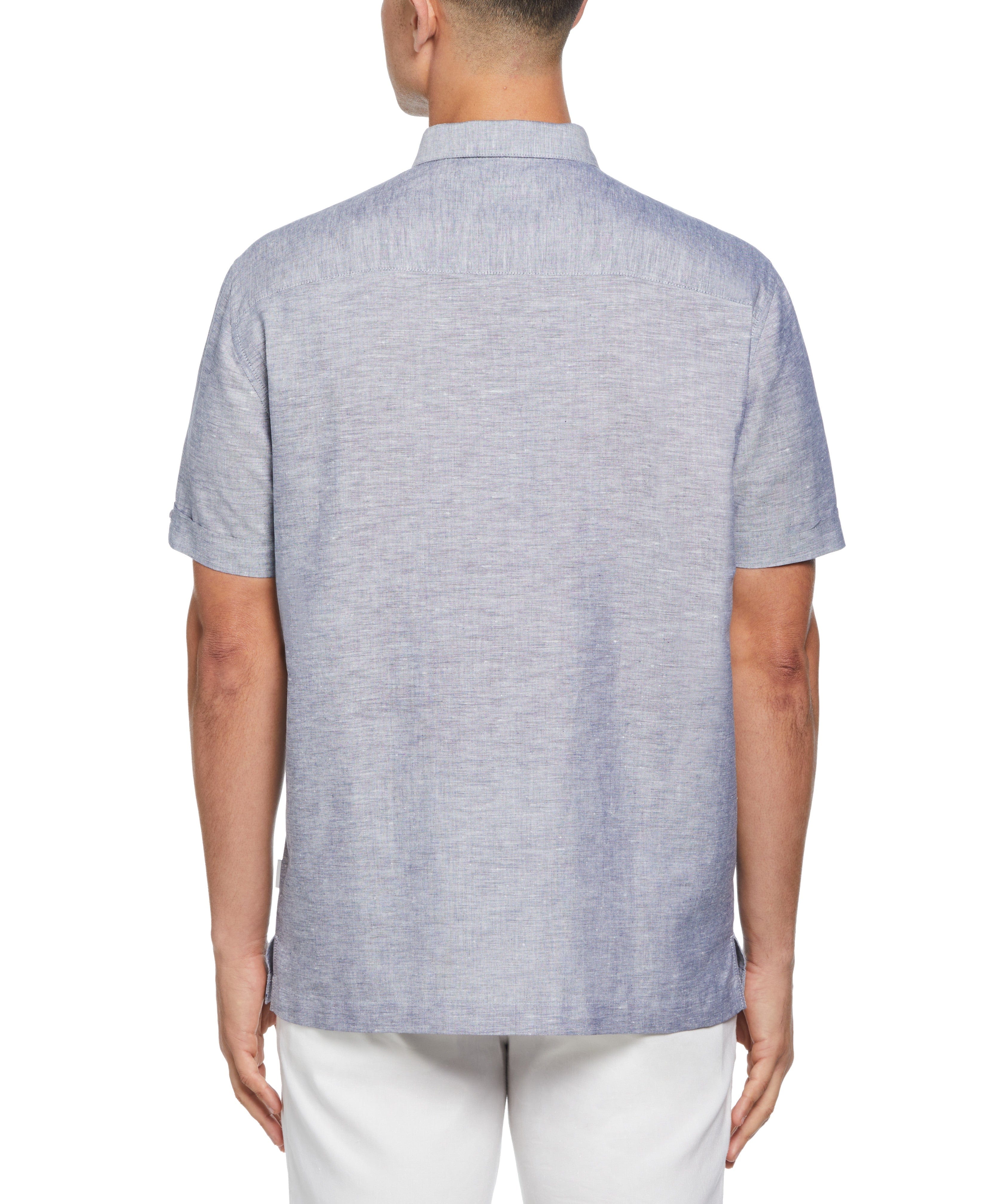 Linen Blend Yarn Dye Panel Shirt