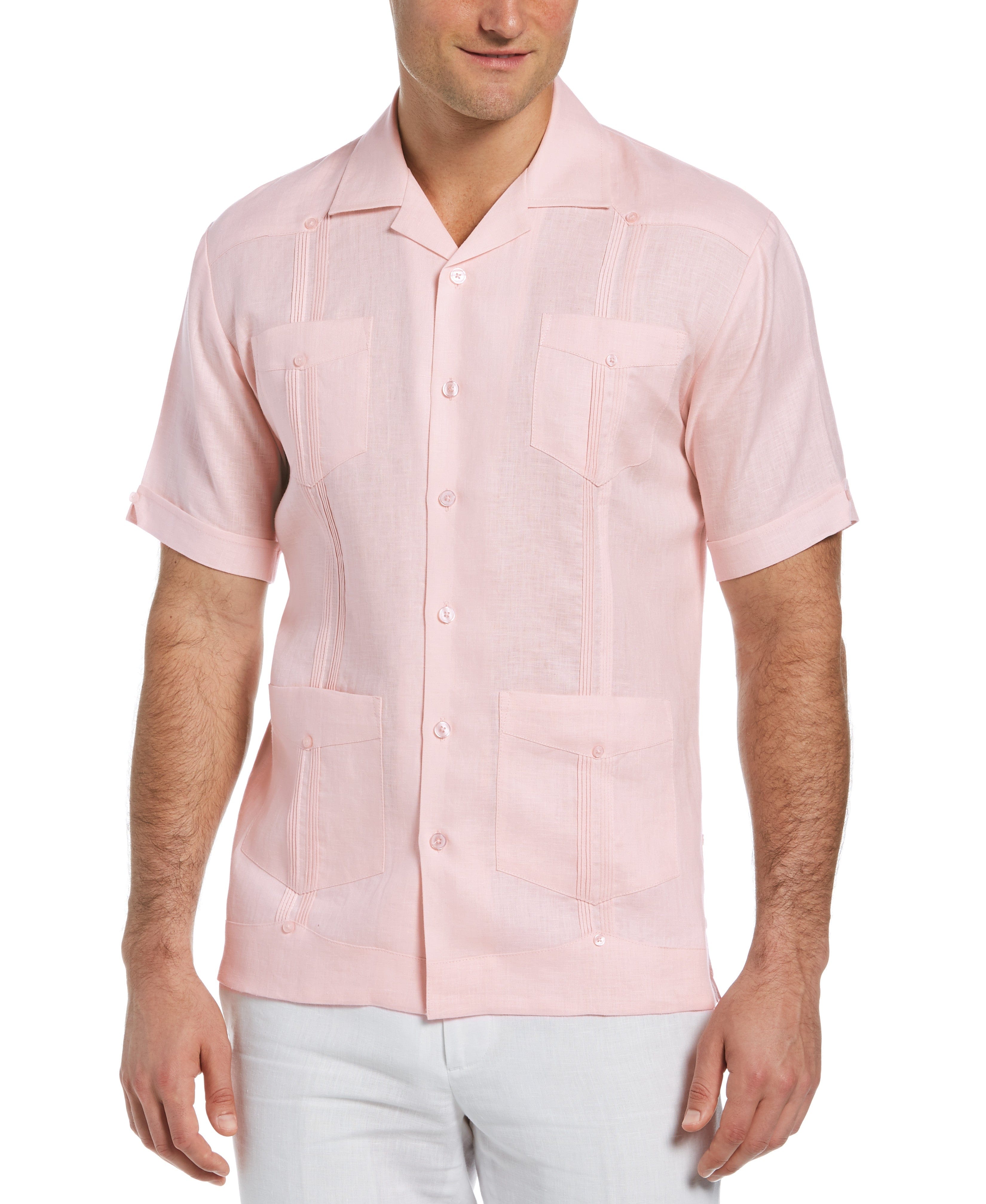 Big & Tall 100% Linen Classic Guayabera Shirt - Short Sleeve