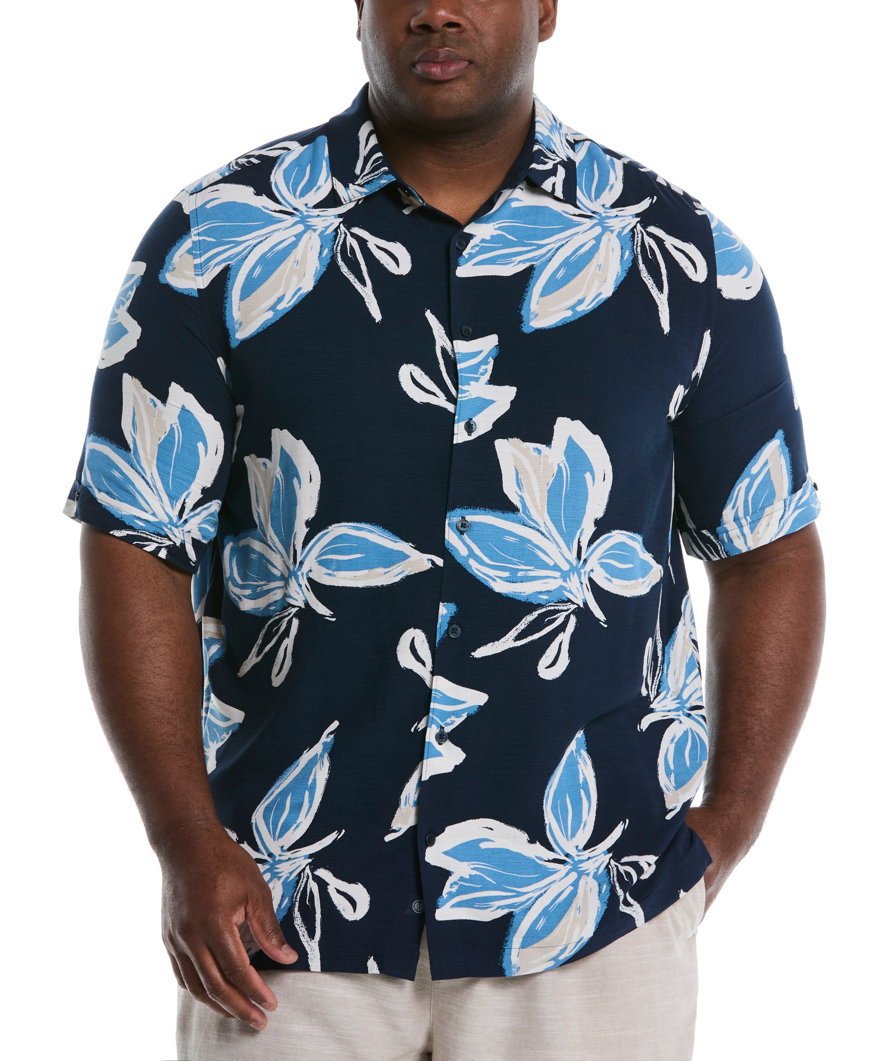 Big & Tall All-Over Tropical Print Shirt