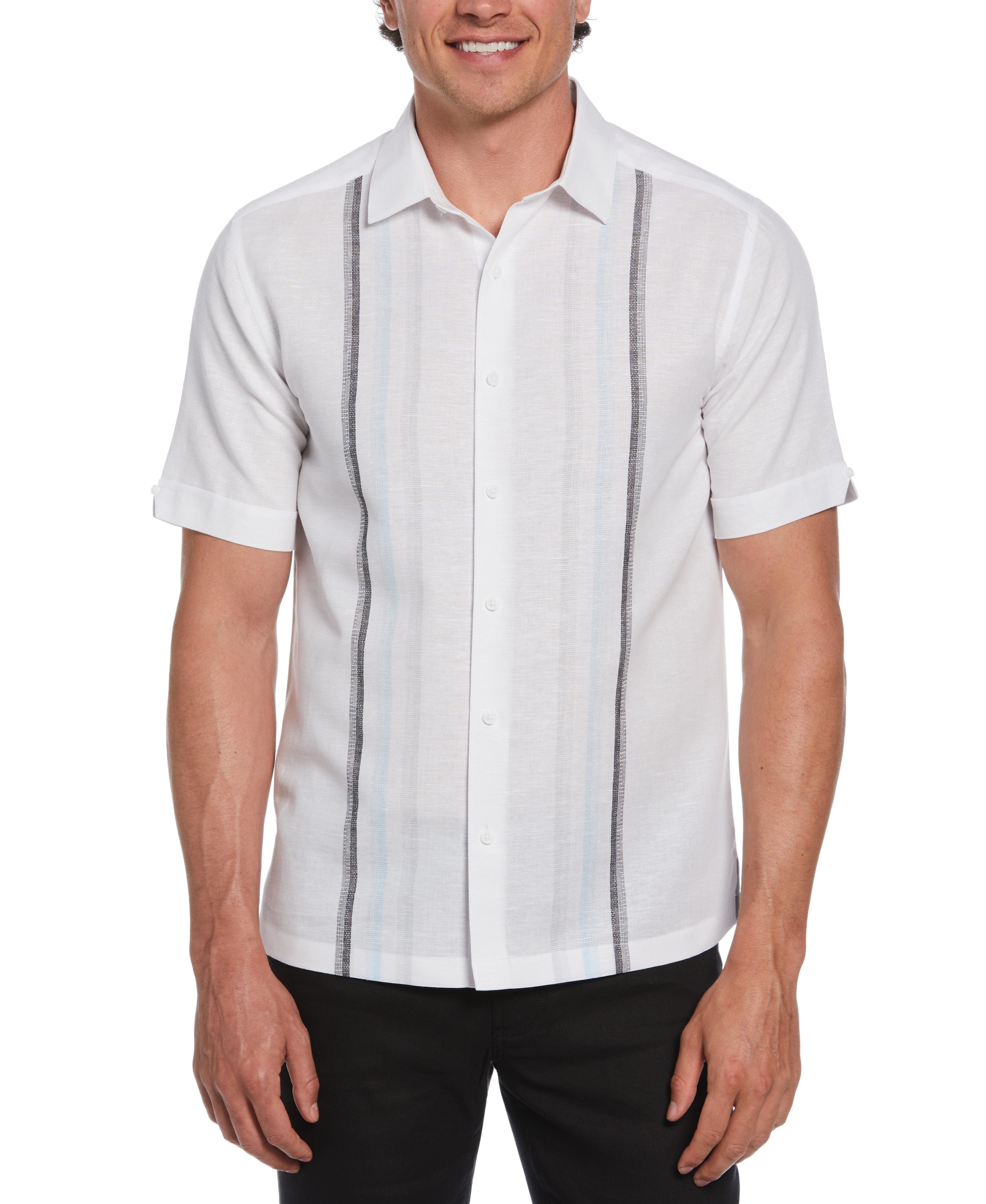 Big & Tall Linen Blend Gradient Panel Shirt