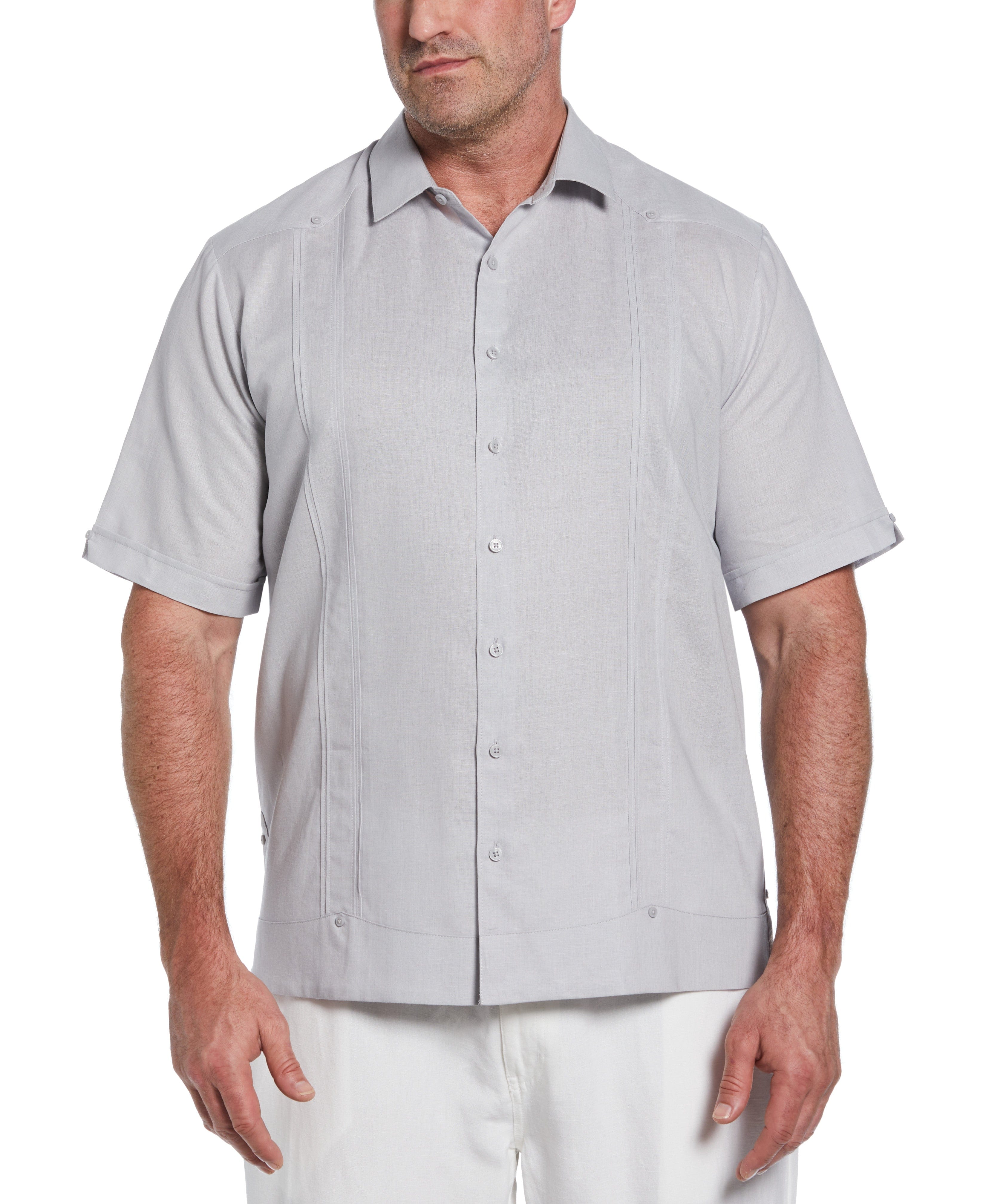 Big & Tall Linen Blend No Pocket Guayabera Shirt