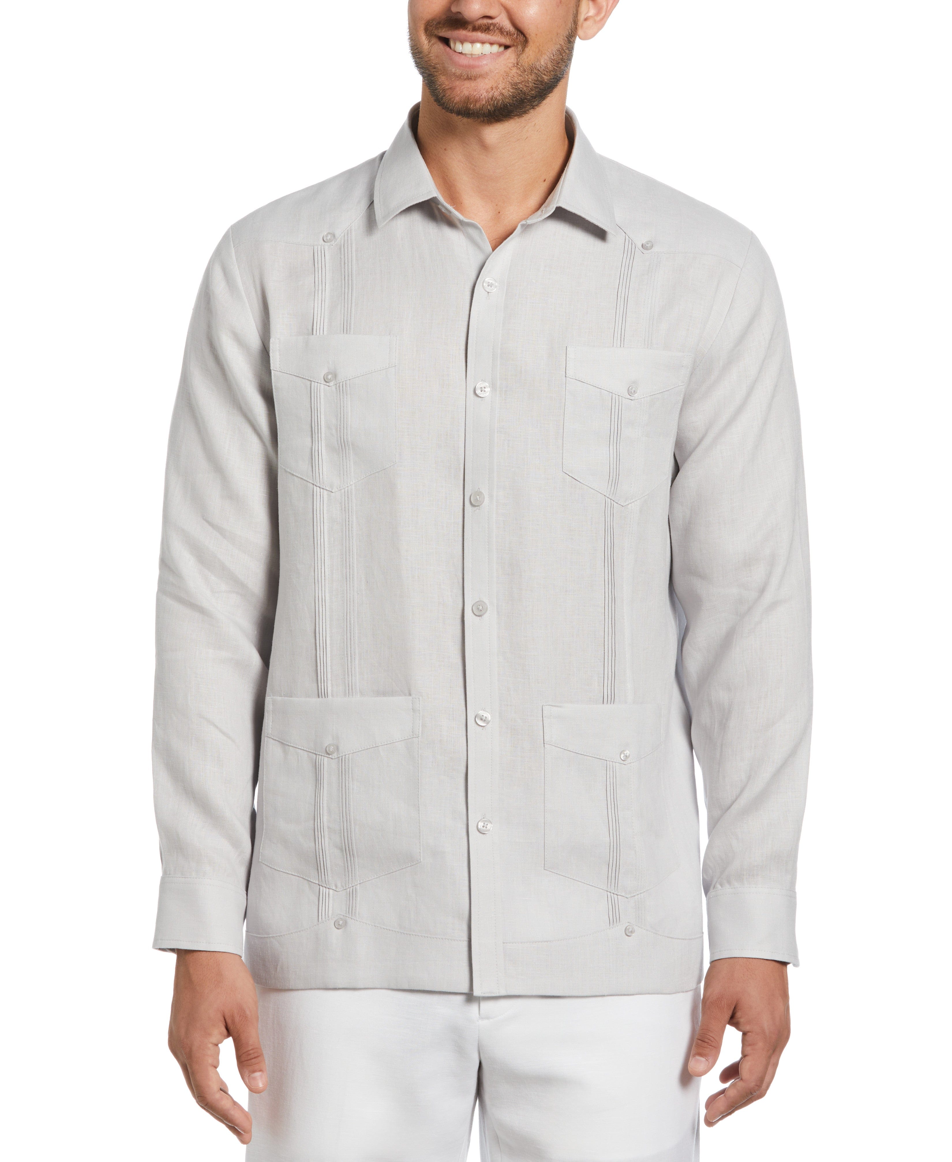 100% Linen Classic Guayabera Shirt - Long Sleeve