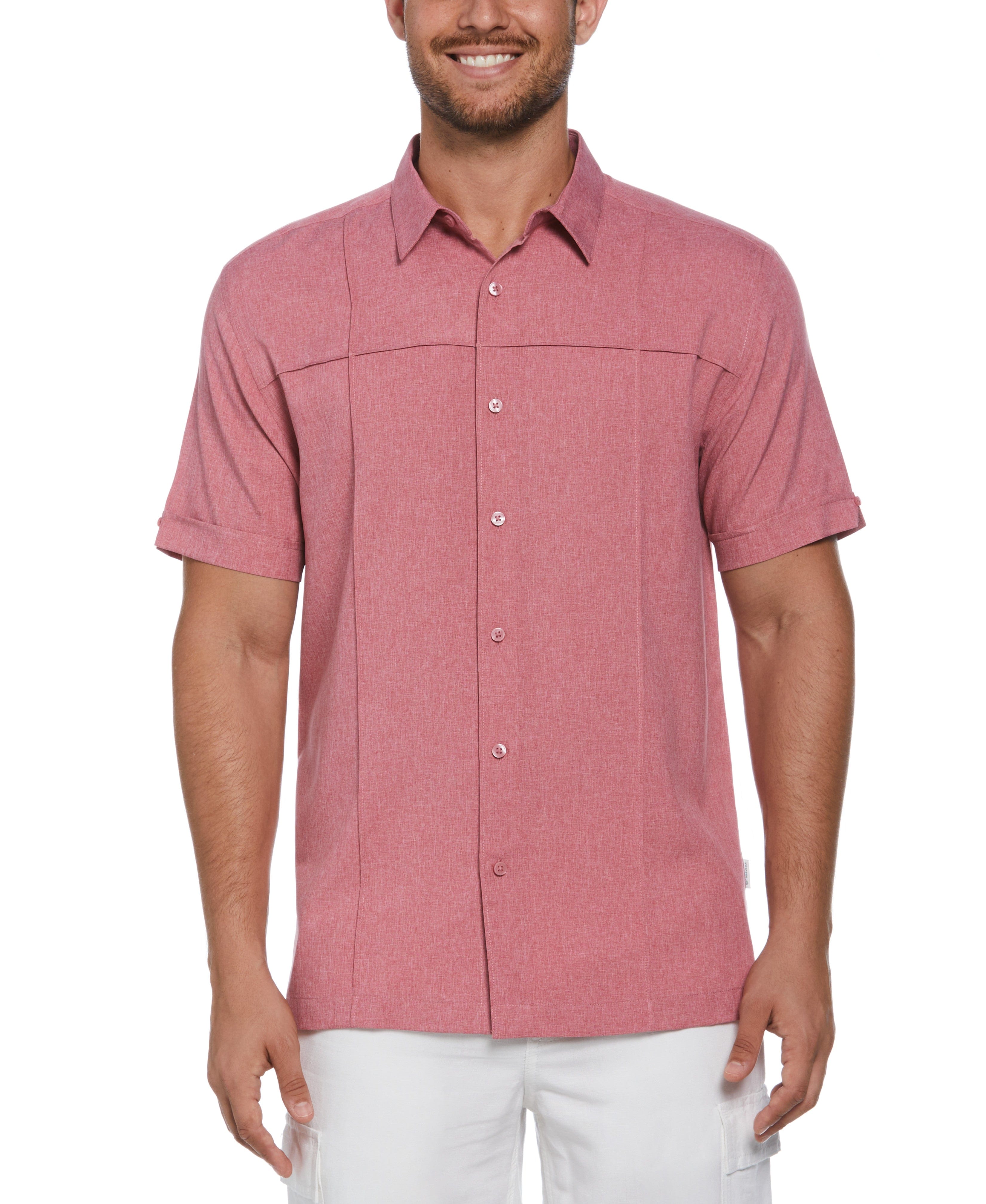 Big & Tall Two-Tone Cross Tuck Chambray Shirt