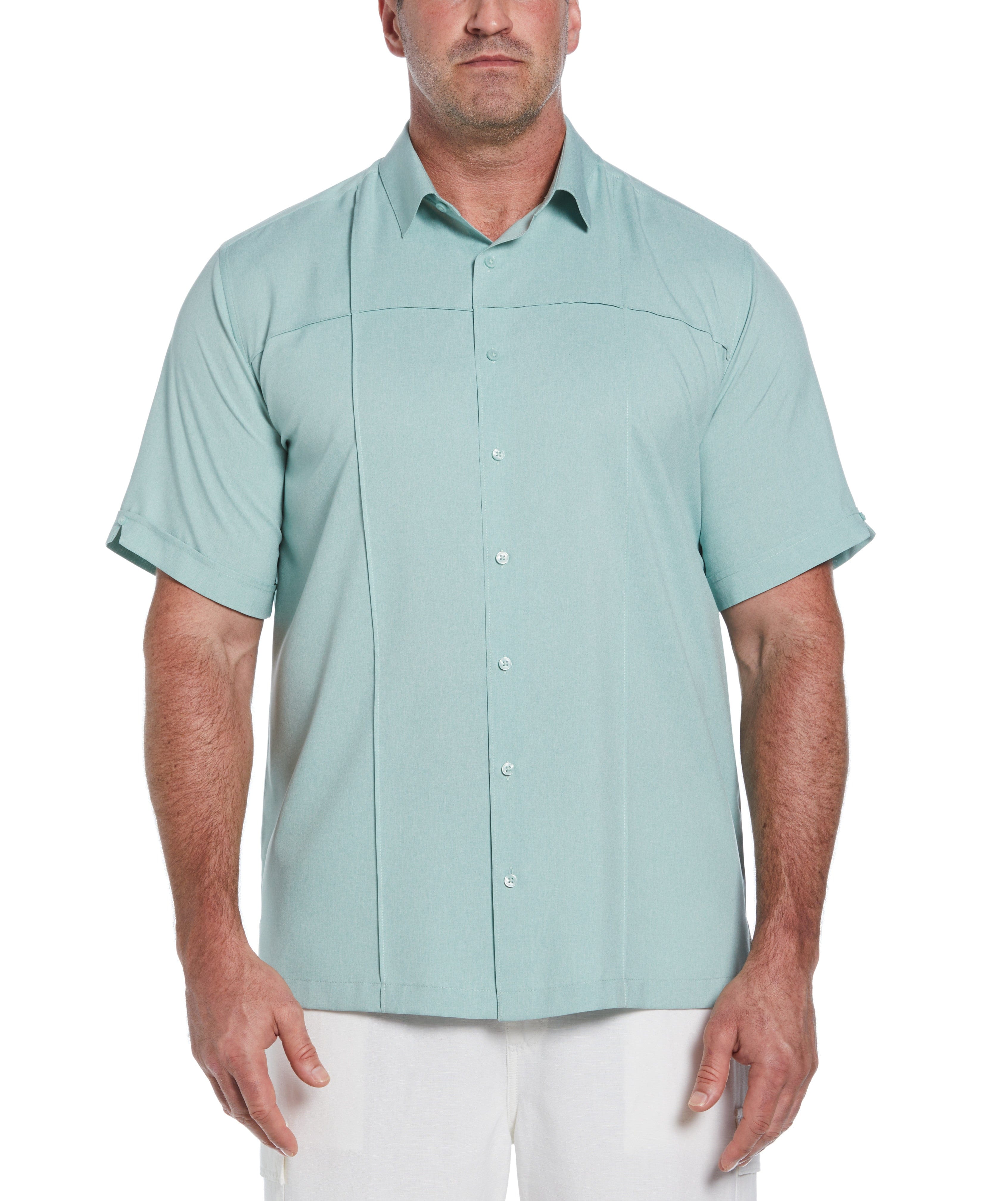 Big & Tall Two-Tone Cross Tuck Chambray Shirt