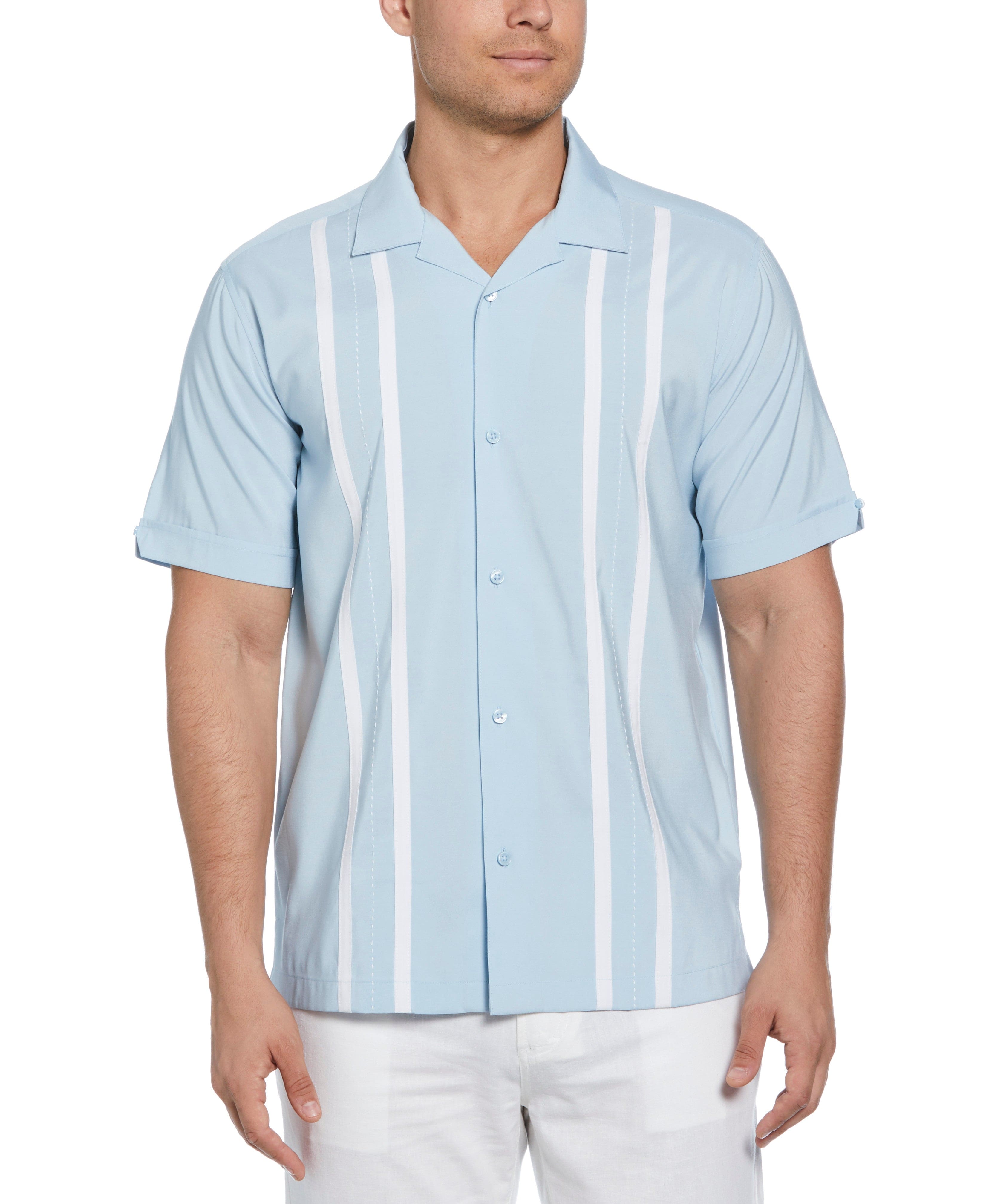 Contrast Panel Camp Collar Shirt