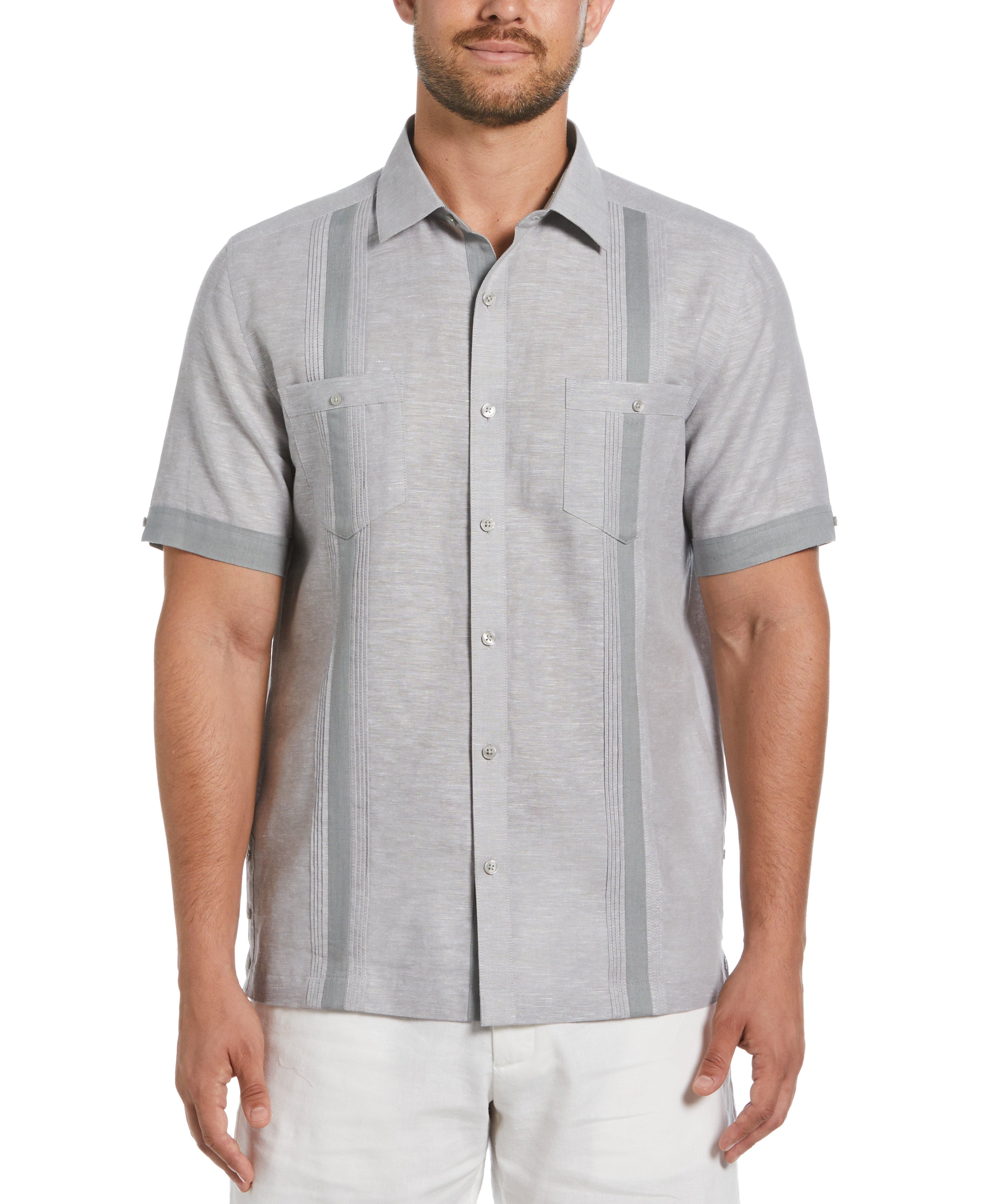 Linen Blend Cross Dye Guayabera Shirt