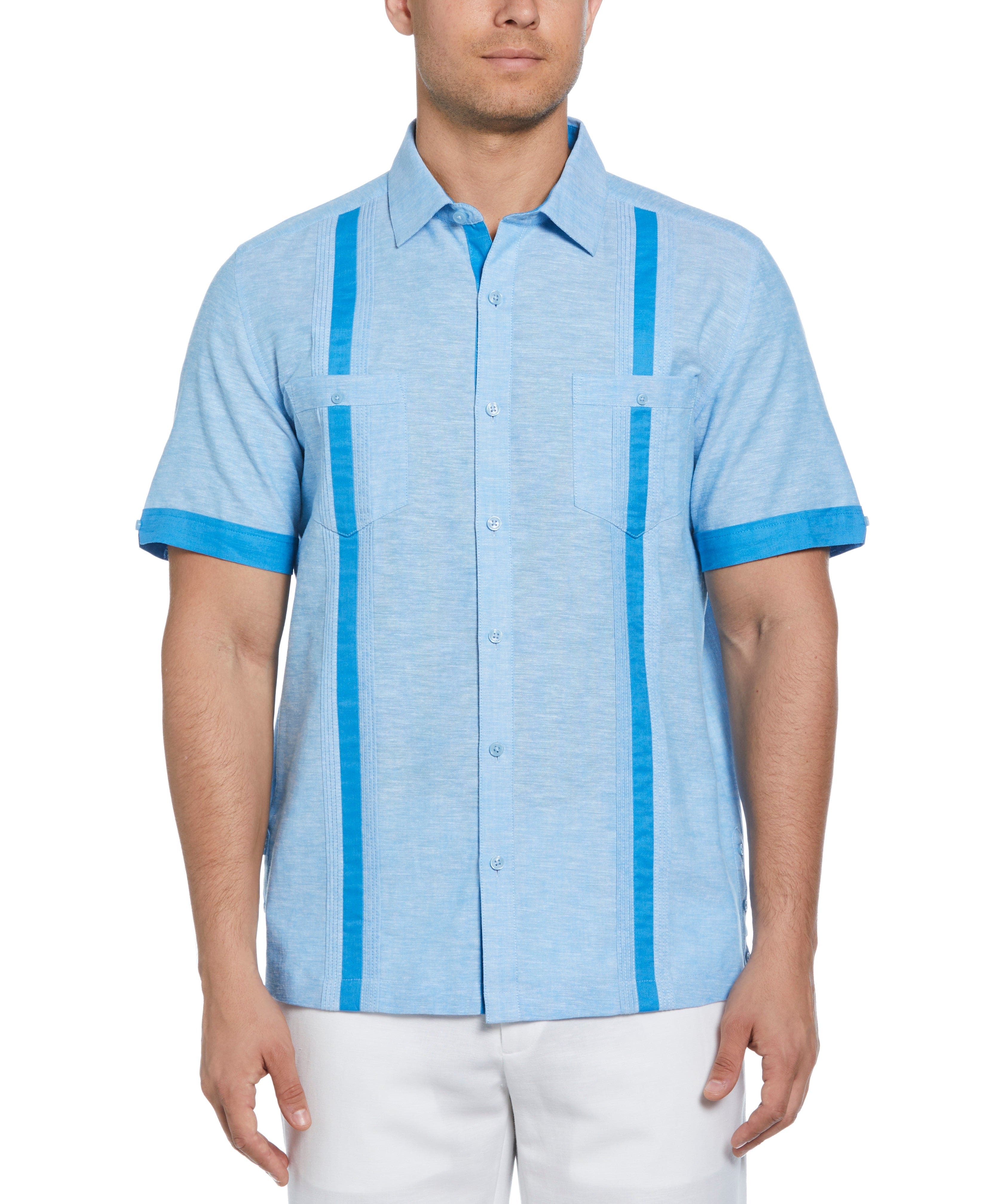 Linen Blend Cross Dye Guayabera Shirt