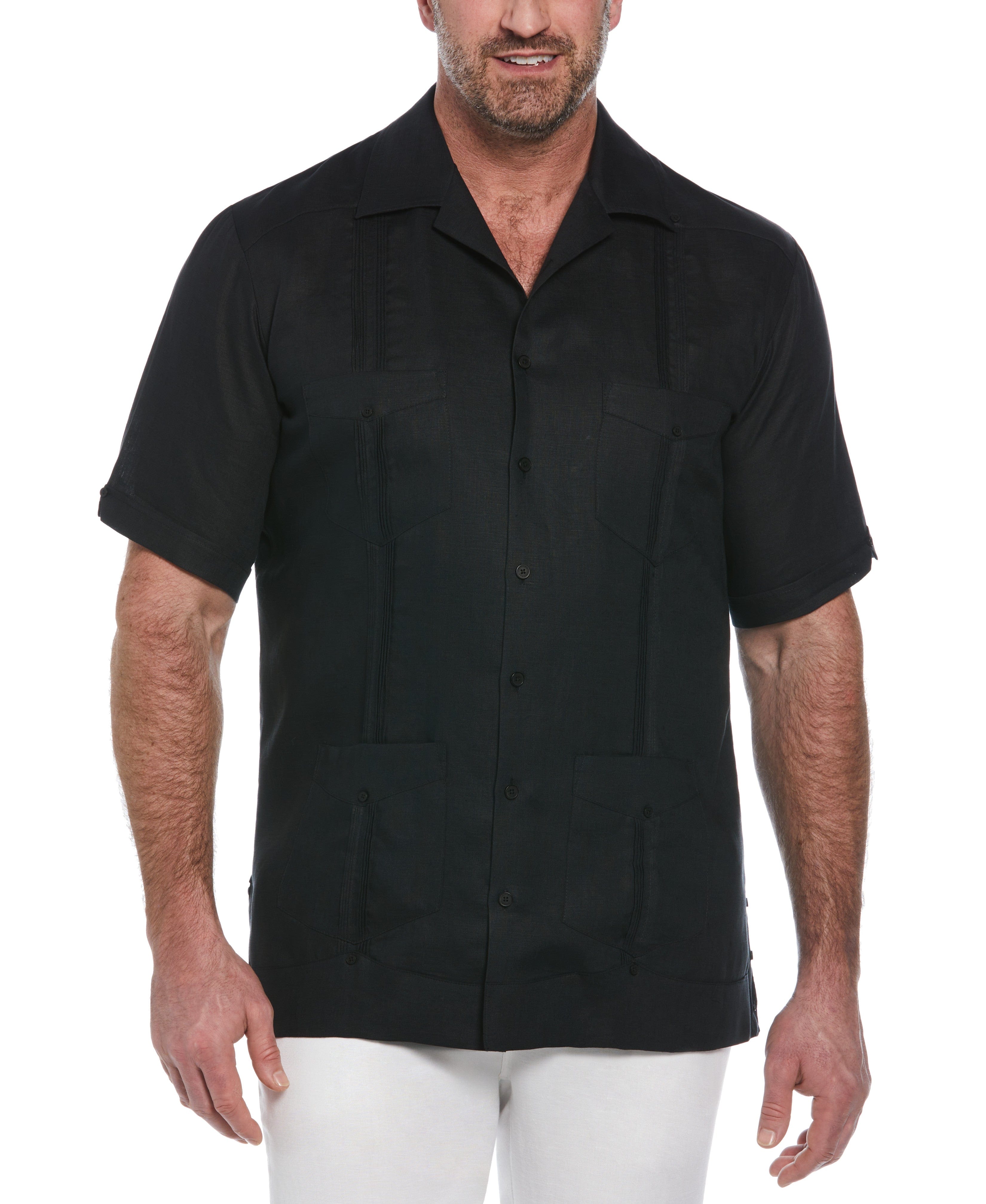 Big & Tall 100% Linen Classic Guayabera Shirt - Short Sleeve