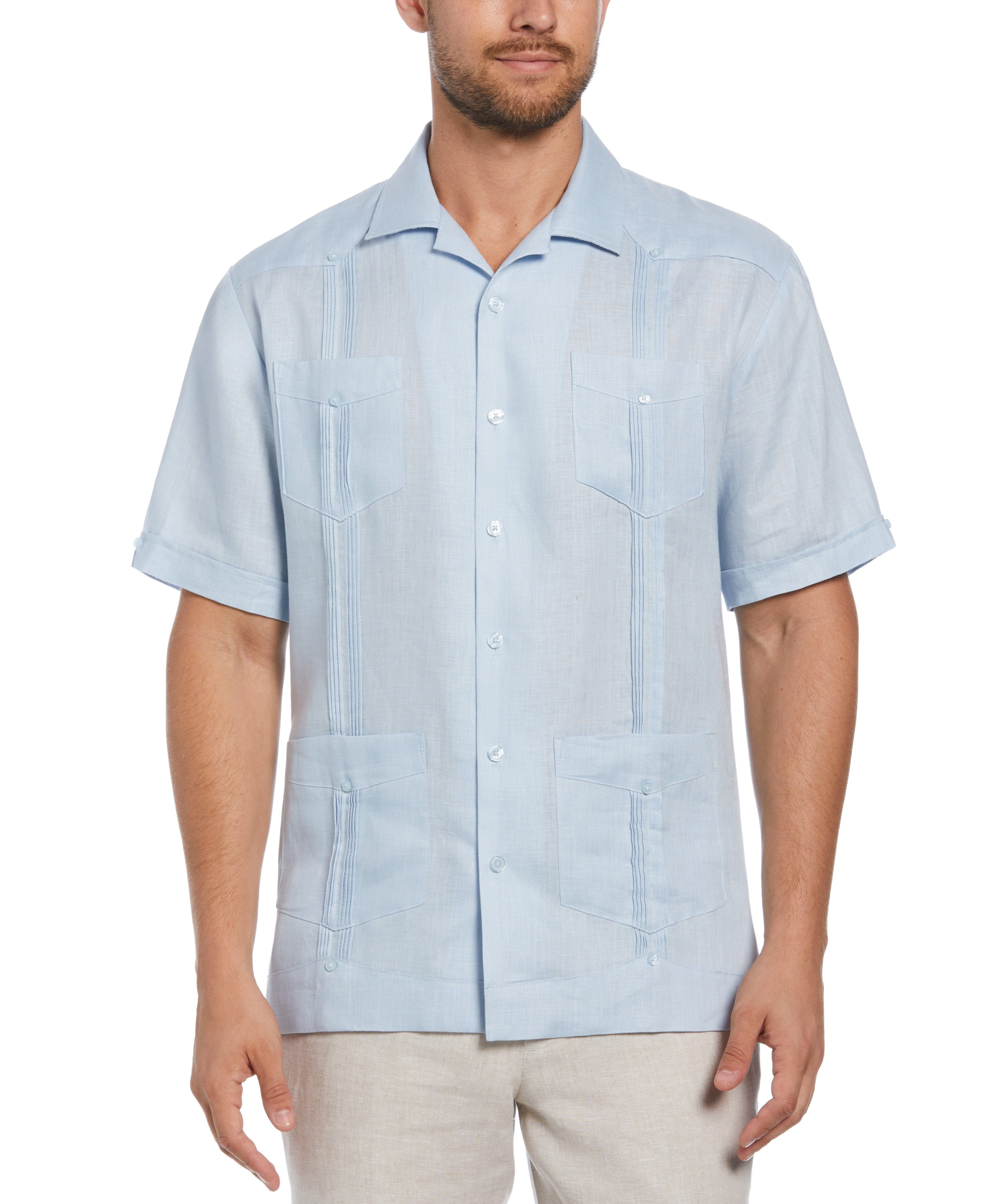 Big & Tall 100% Linen Classic Guayabera Shirt - Short Sleeve
