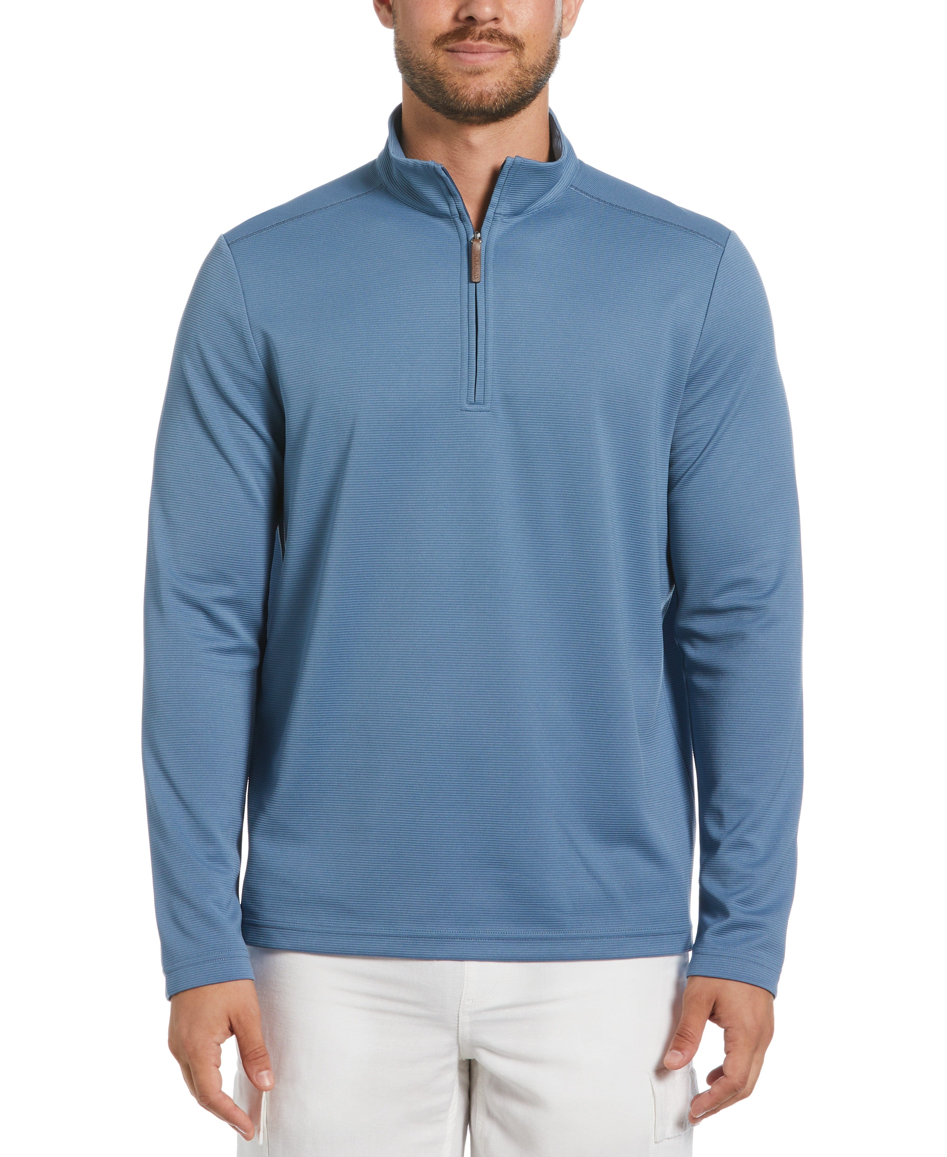 Solid Textured 1/4 Zip Pullover Sweater