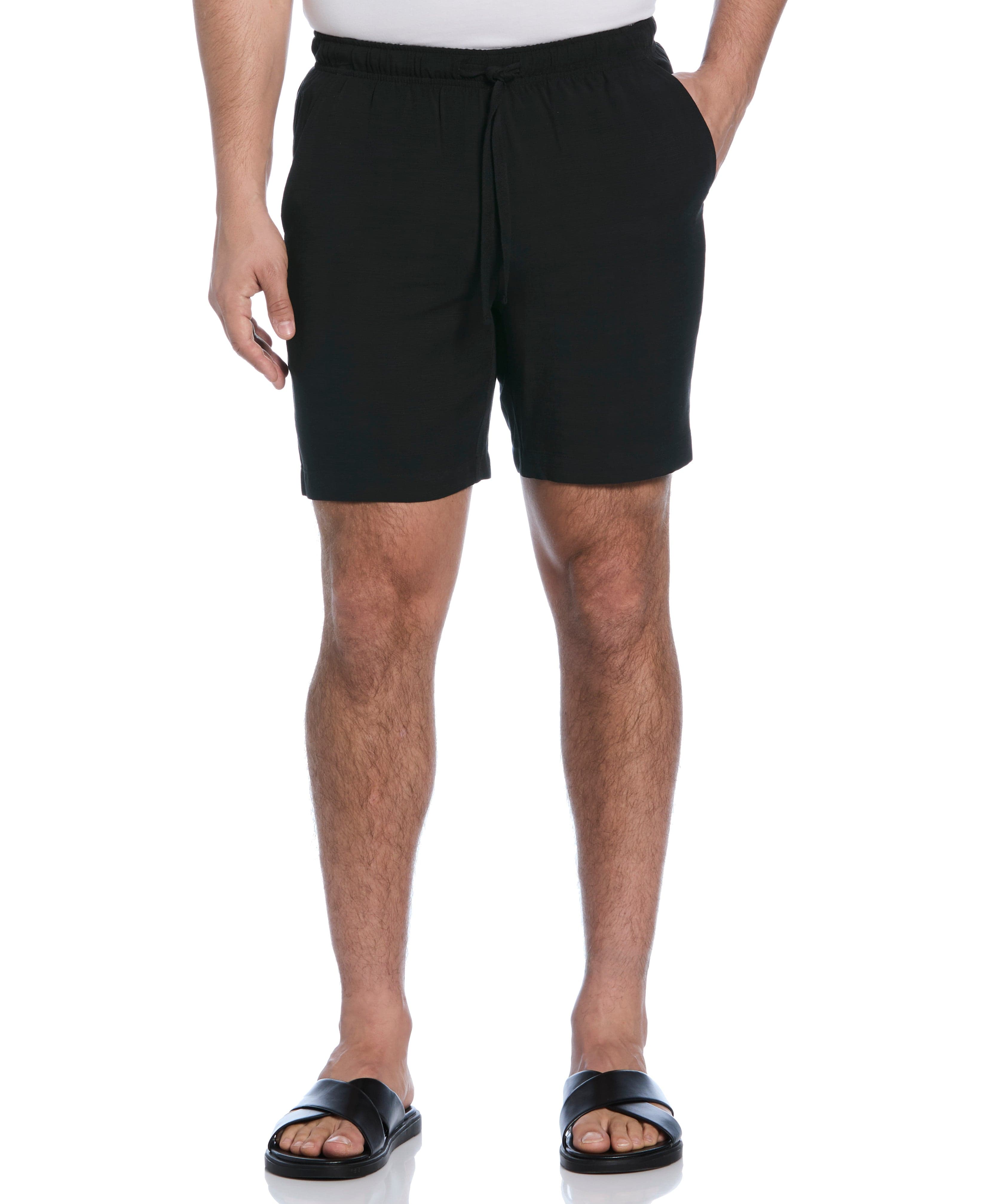 Solid Textured Pull On Drawstring Shorts