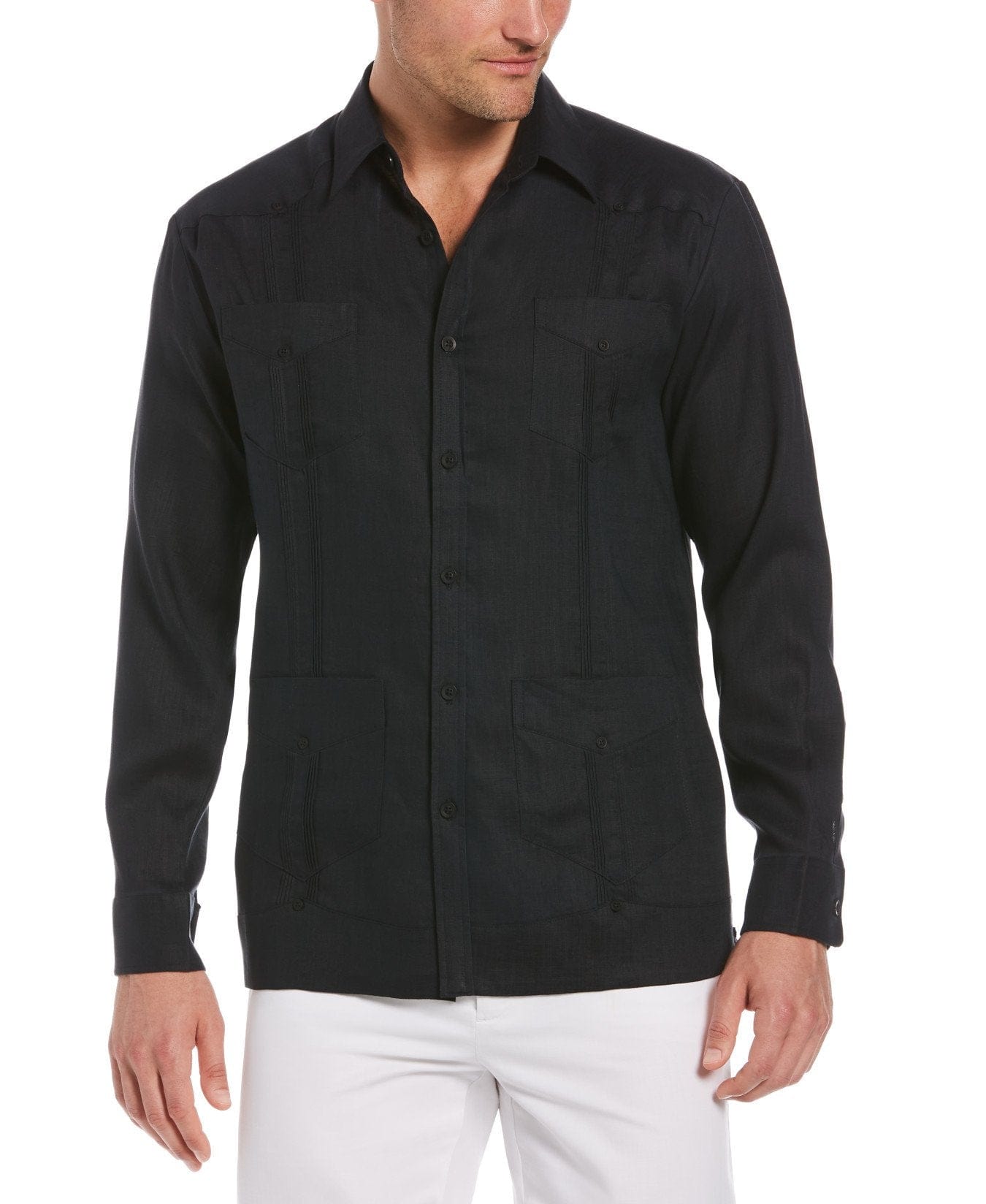 Big & Tall 100% Linen Classic Guayabera Shirt - Long Sleeve